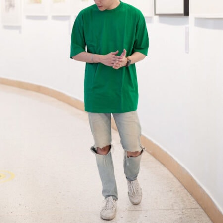 Men model with Oversized Green T-shirt.