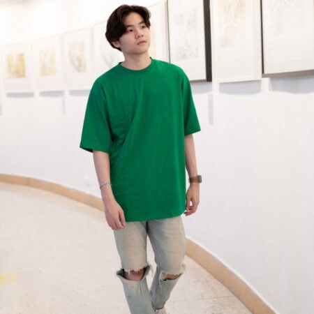 Men model with Oversized Green T-shirt.