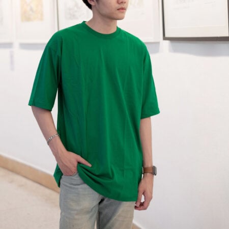 Men model with Oversized Green T-shirt.