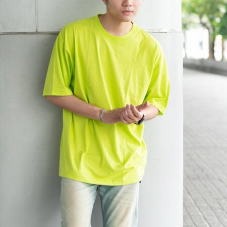 Men model with Oversized Lime T-shirt.
