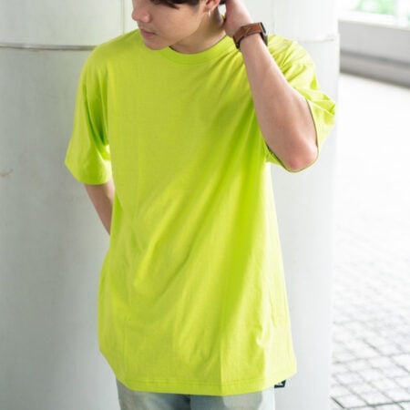 Men model with Oversized Lime T-shirt.