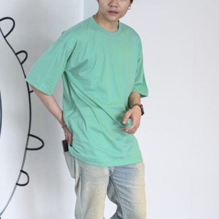 Men model with Oversized Aqua T-shirt.