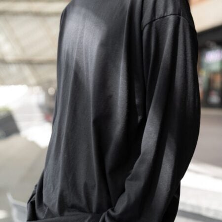 Male model with Oversized Long Sleeves Black T-shirt.