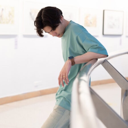 Men model with Oversized Pastel Green T-shirt.
