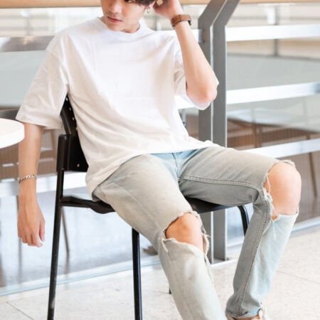 Men model with Oversized White T-shirt.