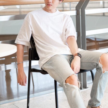 Men model with Oversized White T-shirt.