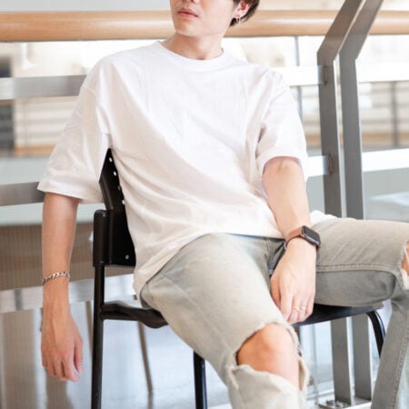 Men model with Oversized White T-shirt.