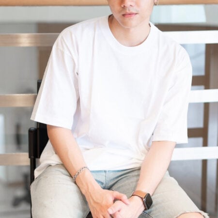 Men model with Oversized White T-shirt.