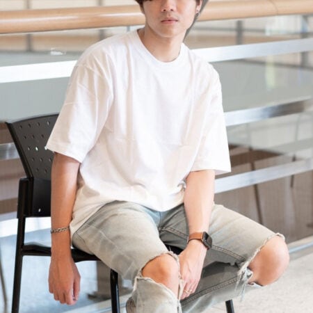 Men model with Oversized White T-shirt.